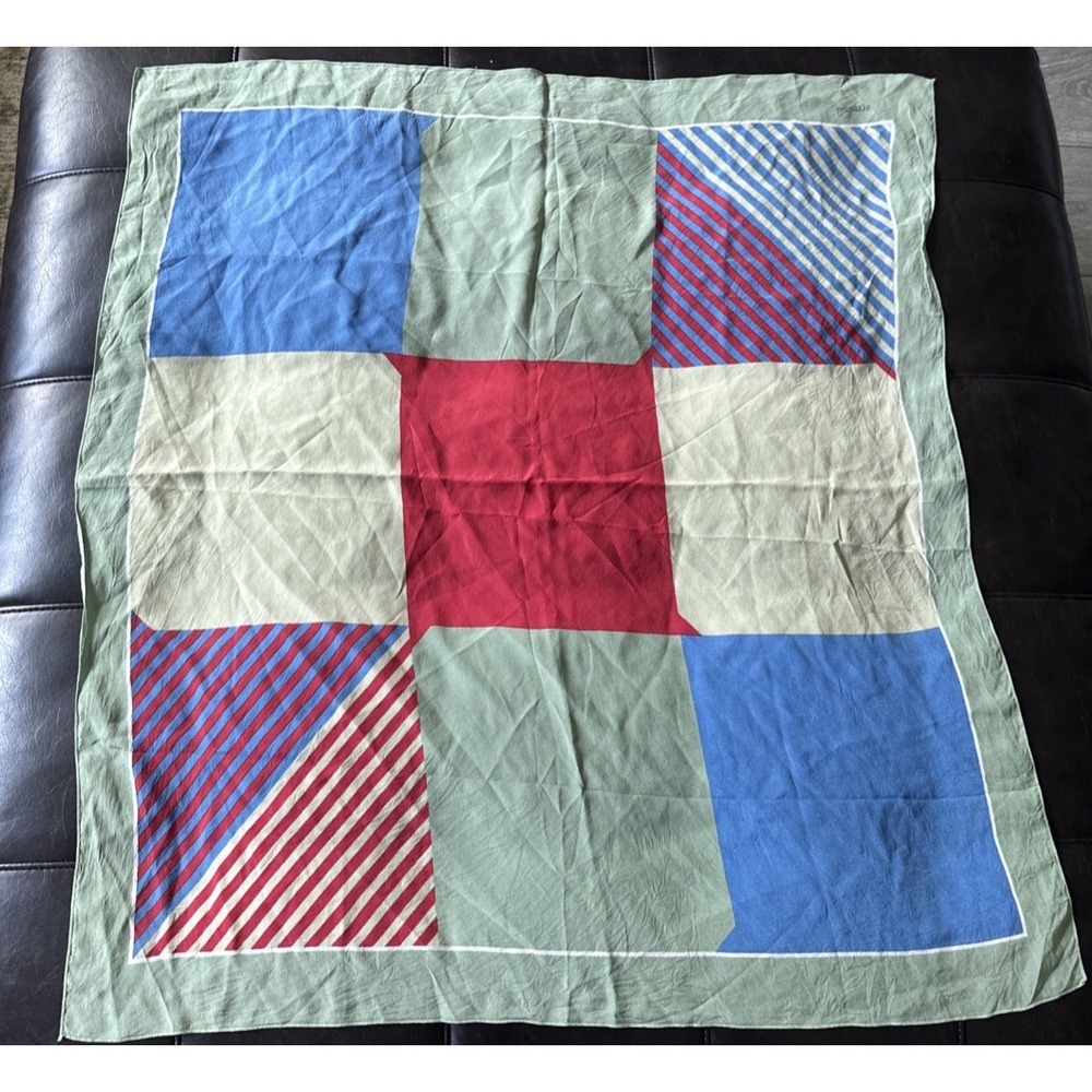 Vintage Burberry Society London Women Scarf Colorblock Geometric Multi *READ*